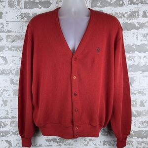 MUNSINGWEAR Cardigan Sweater Men’s XL Vtg Grand Slam RED Grandpa Style Mr Rogers